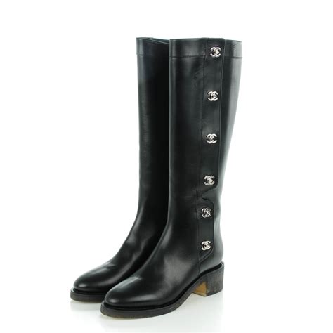 riding boots chanel|Chanel black canvas heel boots.